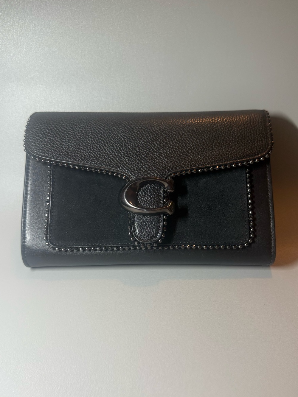 Coach Black Leather & Suede C Clasp Wallet - Picture 4 of 11
